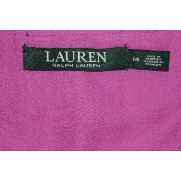 LAUREN‎ RALPH LAUREN Sleeveless Dress w/Piano Pleats Size 14 Dark Pink Lined EUC - Picture 5 of 13